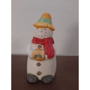 Vintage FEI Snowman Christmas Ceramic Bell Holiday Décor 4 Inches Tall‎